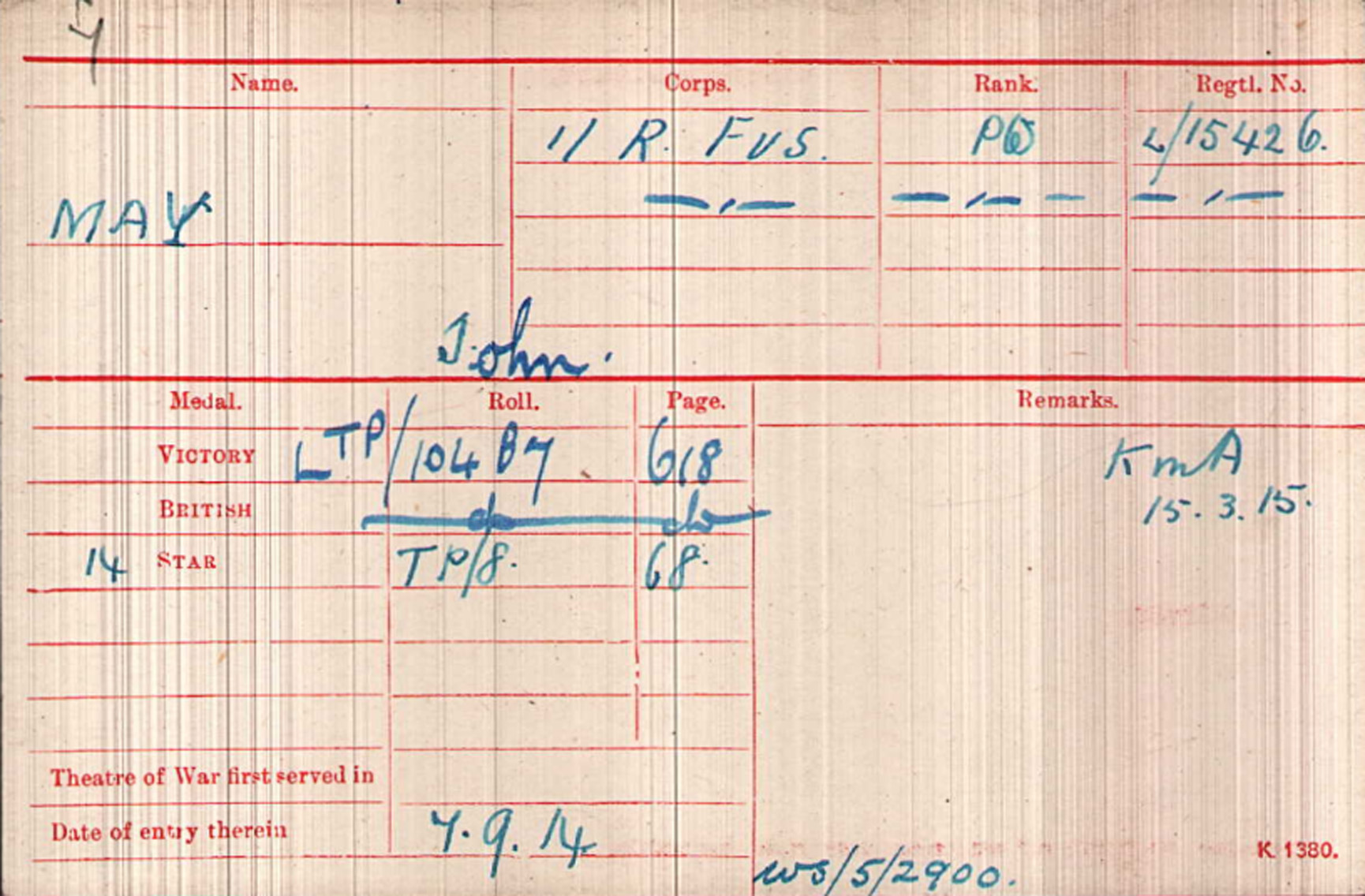medal card